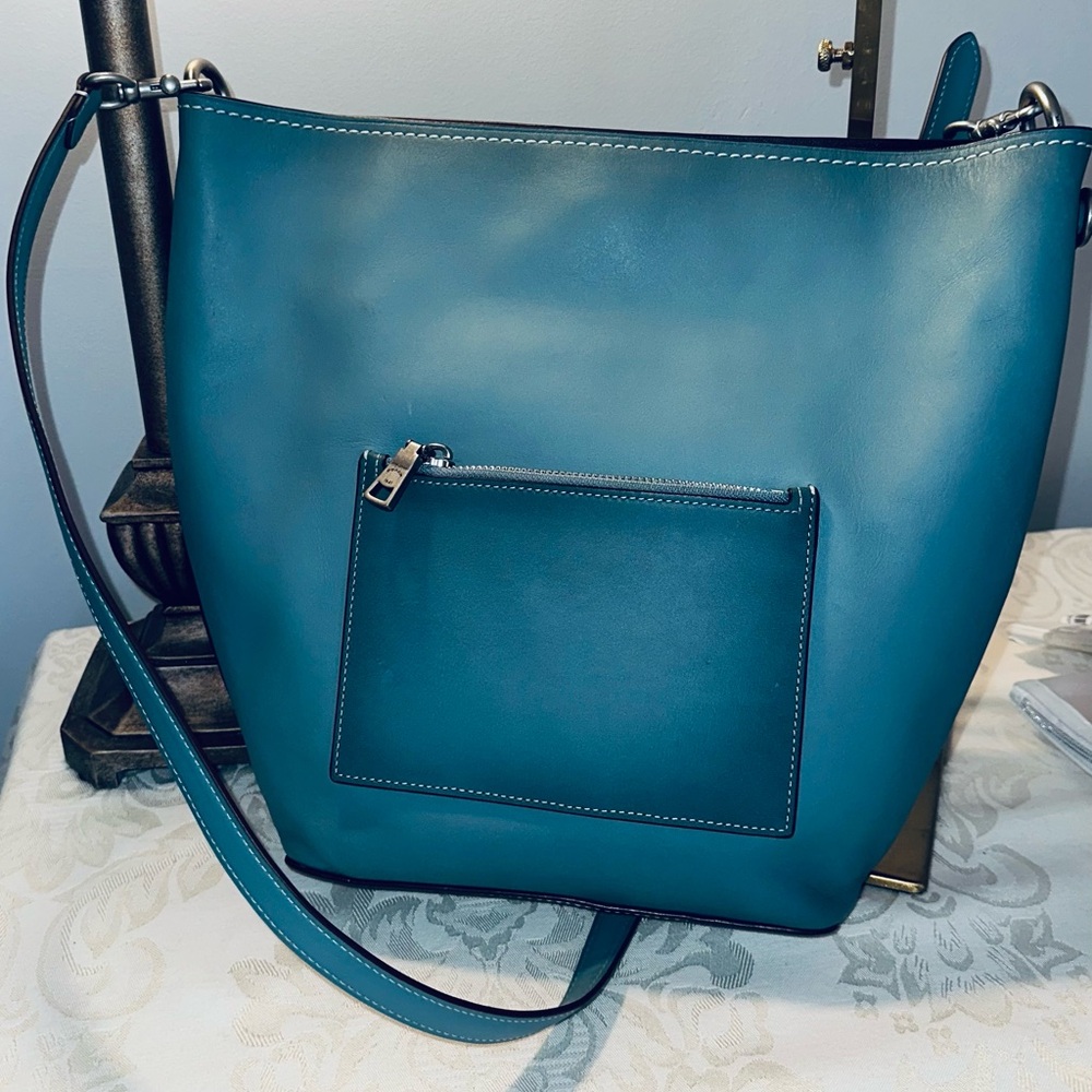 Coach 1941 Leather Duffel Shoulder Bag - Steel Blue - Style 58017 - Picture 5 of 15